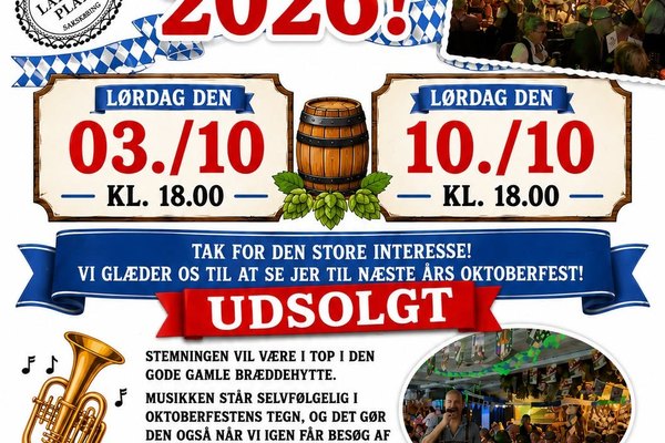 Oktoberfest 2026! Lørdag den 10. oktober - Udsolgt
